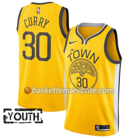 Maillot Basket Golden State Warriors Stephen Curry 30 2018-19 Nike Jaune Swingman - Enfant